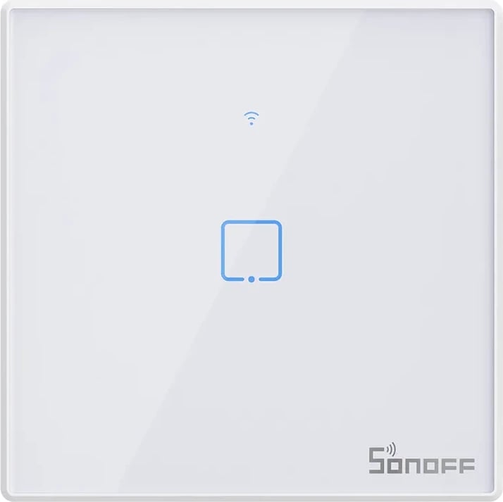 Switch i mençur Sonoff T2EU1C-TX, 1 kanal, WiFi + RF 433MHz, i bardhë