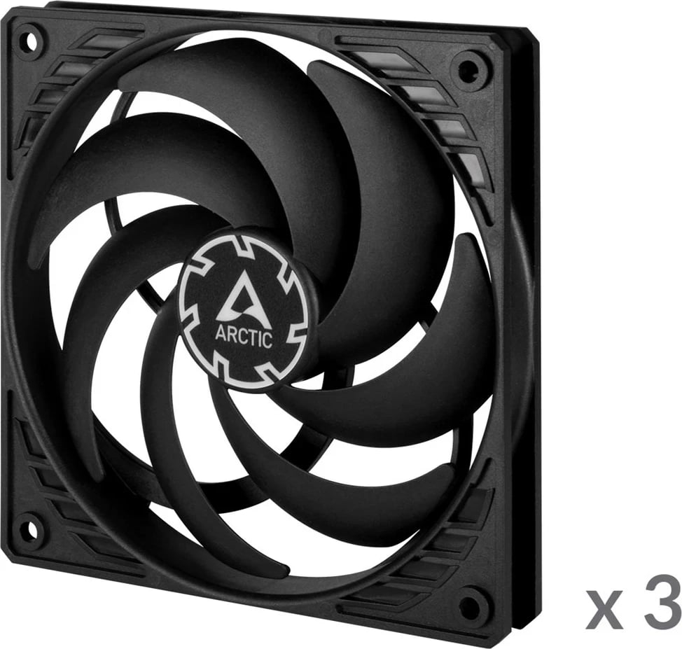 Ventilator Arctic Cooling P12 Slim PWM PST, 120 mm, i zi, set prej 3 copë