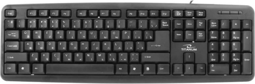 Tastierë Titanum TKR101, USB, standarde, shkronja ruse, e zezë