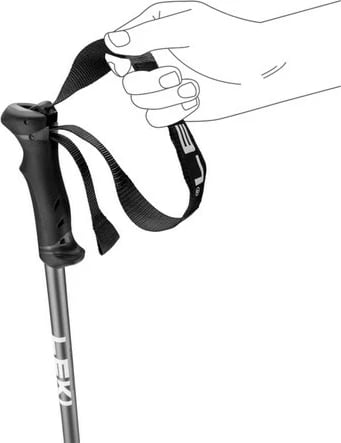 Shkopinj LEKI QNTM, 120 cm, për ecje nordike dhe trekking, Zi/Kuq