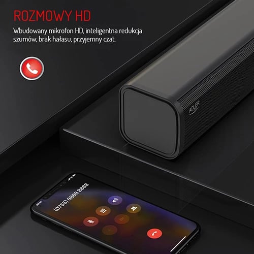 Altoparlant me orë zgjimi, Adler AD 1191, Bluetooth 5.0, stereo 2x5W, SD/USB/AUX, bateri 1200 mAh, i zi