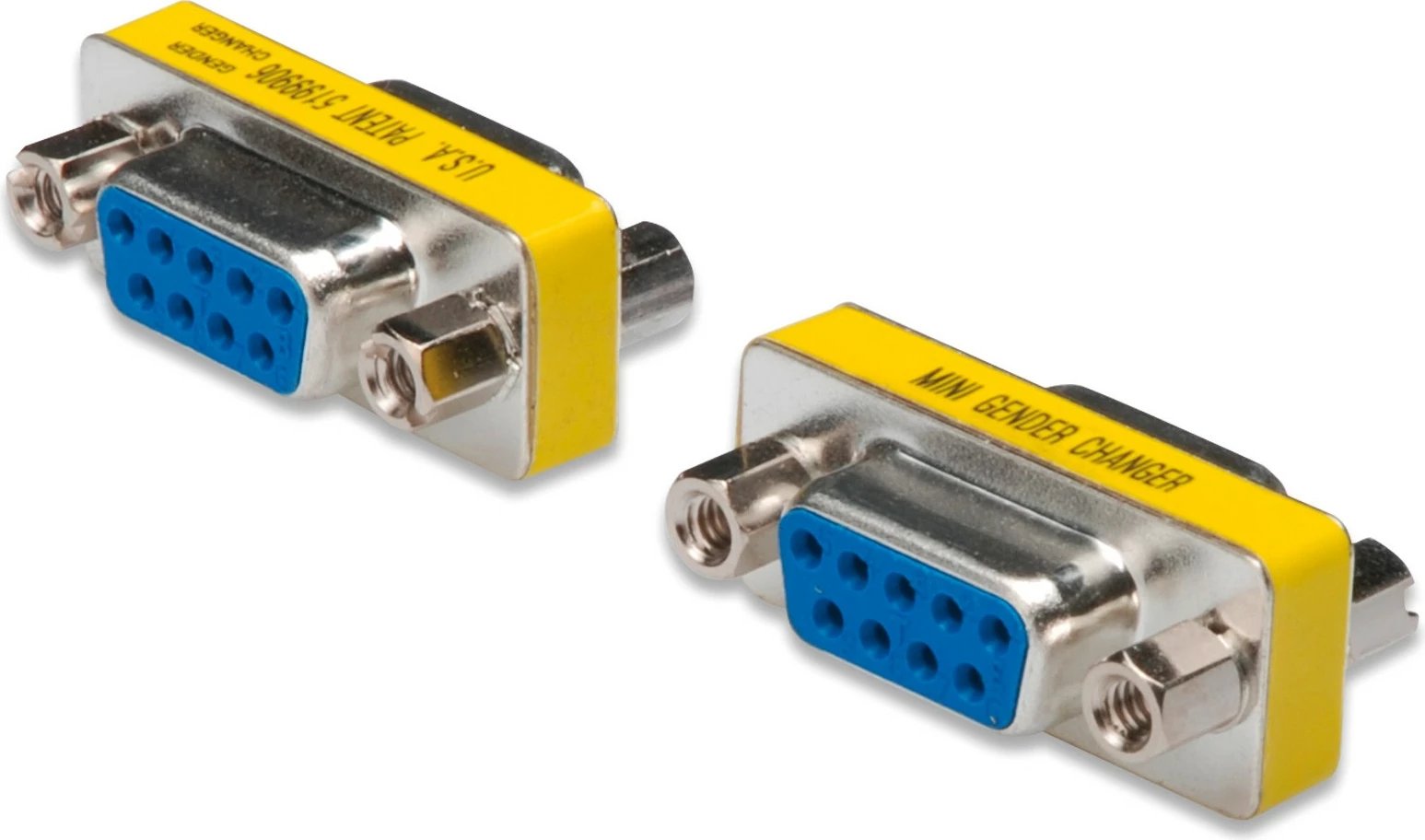 Adapter Digitus D-Sub 9-pin mini gender changer, metal, verdhë