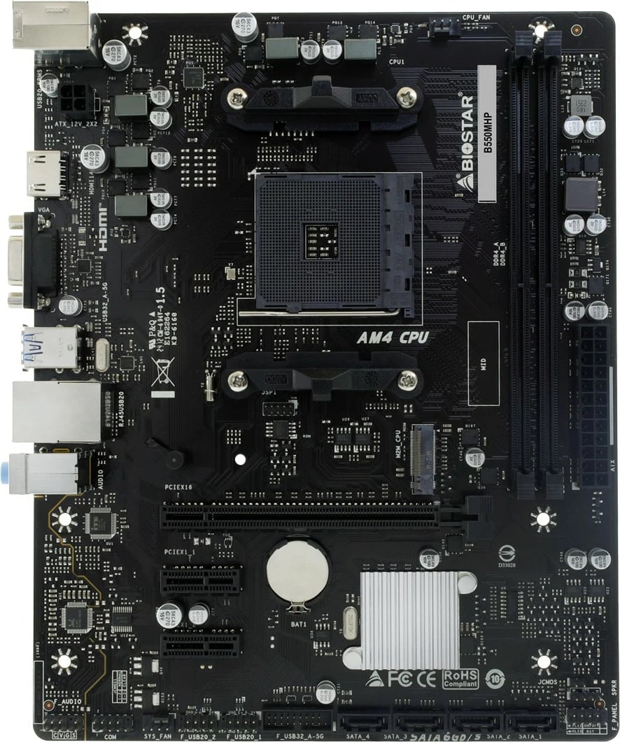 Pllakë amë Biostar B550MHP, AMD, Socket AM4, 64 GB, e zezë