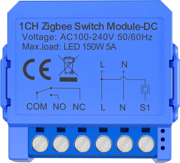 Modul switch ZigBee 1-kanalësh me kontakt të thatë, Avatto ZWSM16-DC32V-1, DC 12-32V 150W/5A, Tuya Smart Life