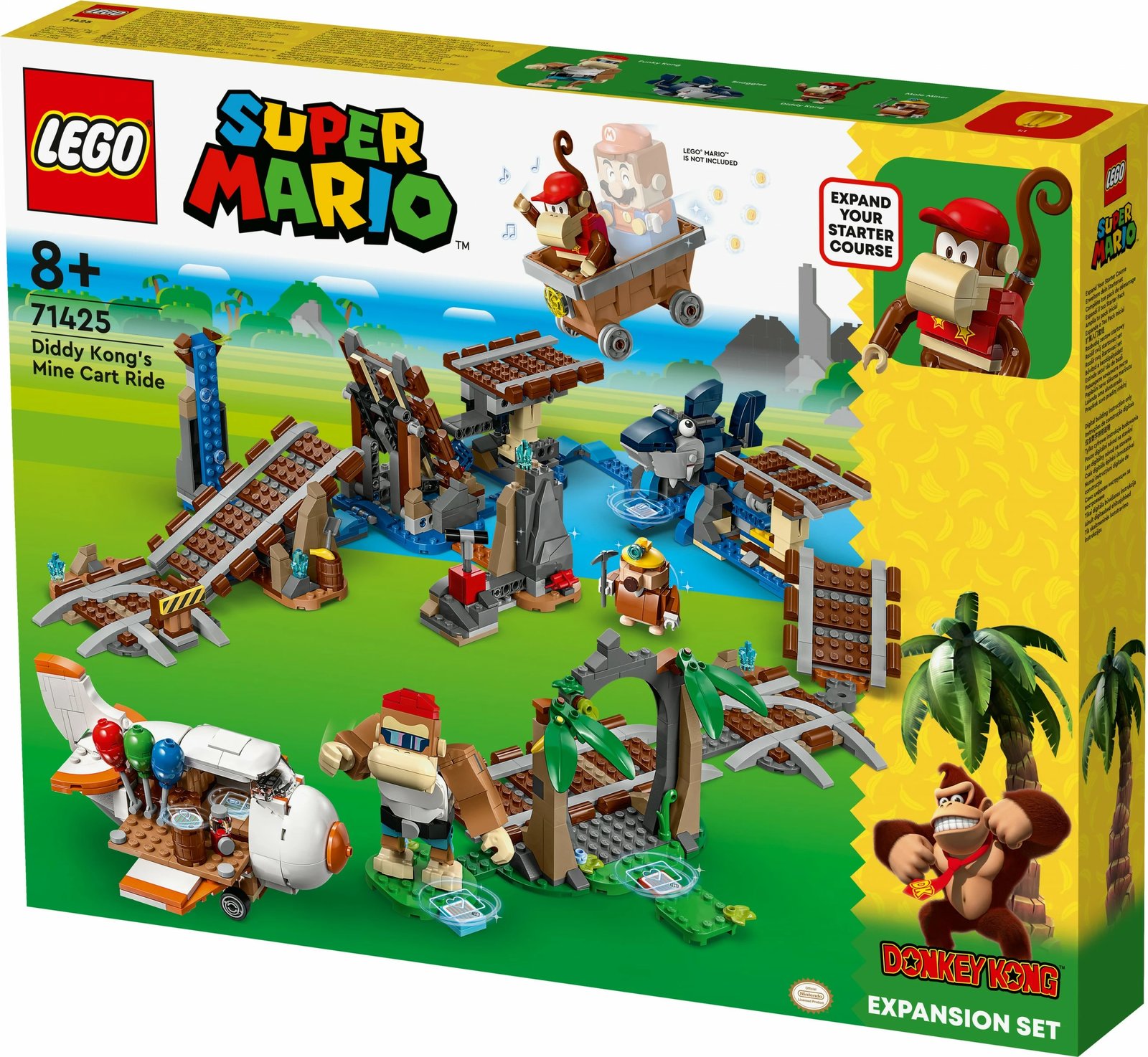 Set ndërtimi LEGO Super Mario Diddy Kong's Mine Cart Ride 71425, 1157 pjesë, shumëngjyrësh