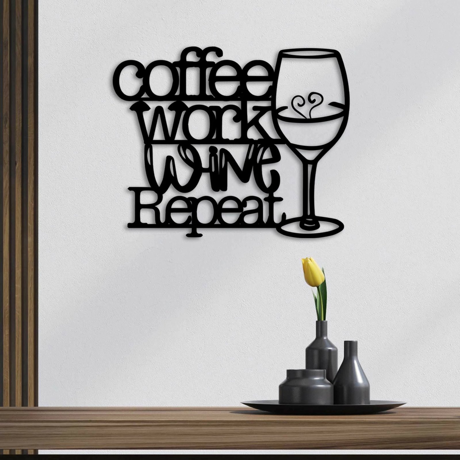 Aksesor dekorativ metalik për mur, Wallity, Coffee Repeat