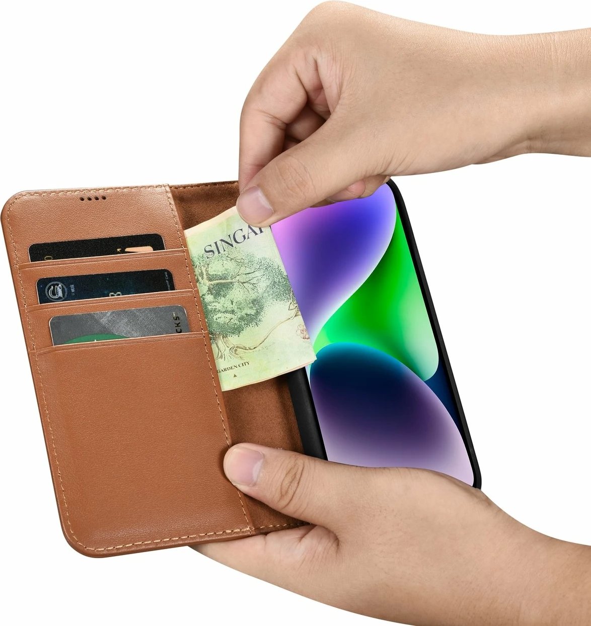 Mbështjellës iCarer Wallet Case 2in1 për iPhone 14, lëkurë, Anti-RFID, Kafe Mbështjellës iCarer Wallet Case 2in1 për iPhone 14, lëkurë, Anti-RFID, Kafe