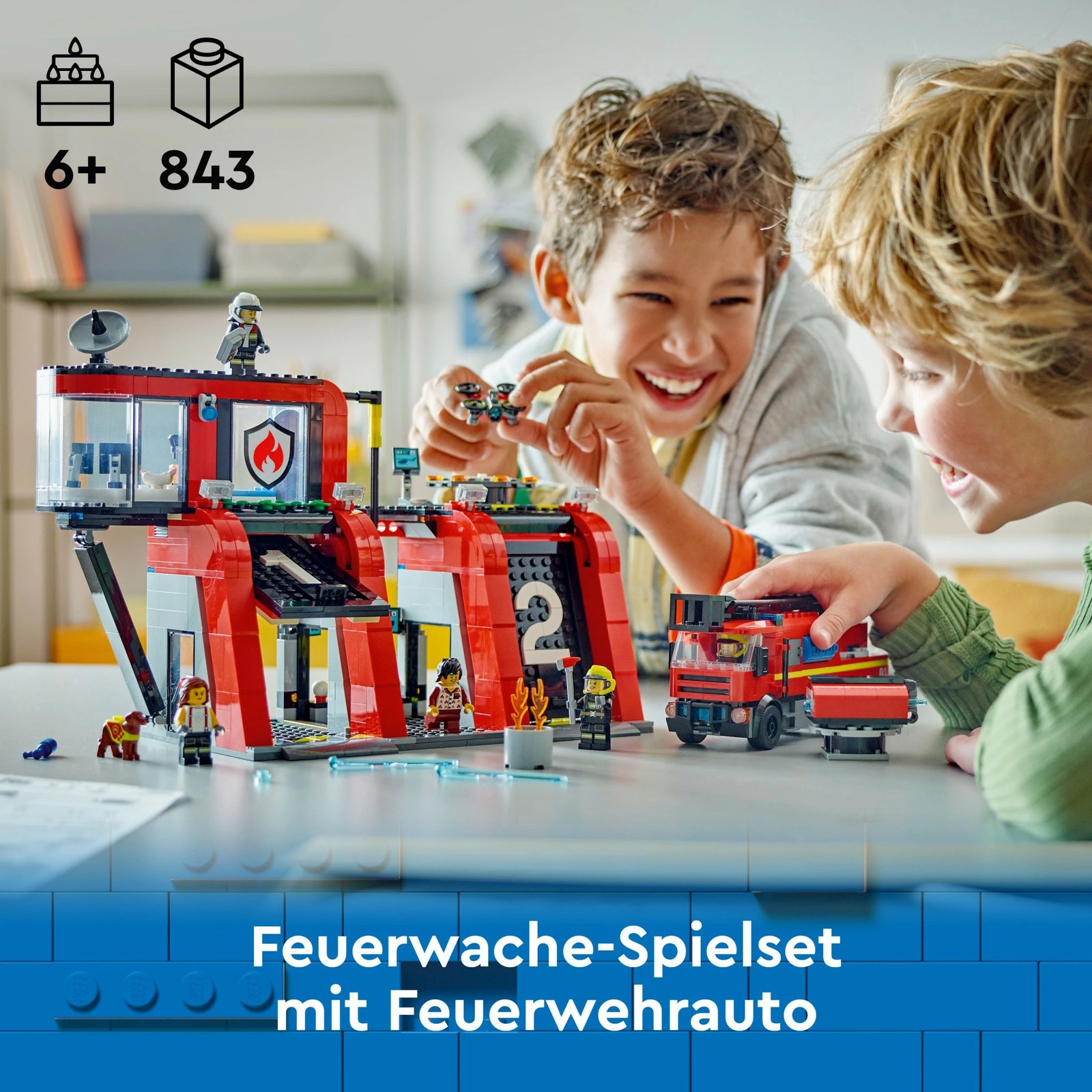 Set ndërtimi LEGO City 60414, stacion zjarri me kamion, 843 pjesë, shumëngjyrësh Set ndërtimi LEGO City 60414, stacion zjarri me kamion, 843 pjesë, shumëngjyrësh