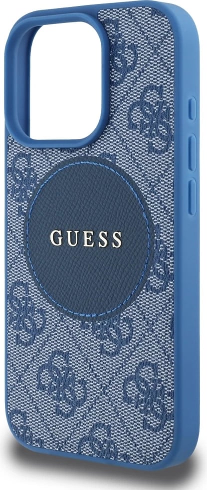 Mbështjellës Guess 4G Circle Classic Logo MagSafe për iPhone 16 Pro, Kaltër