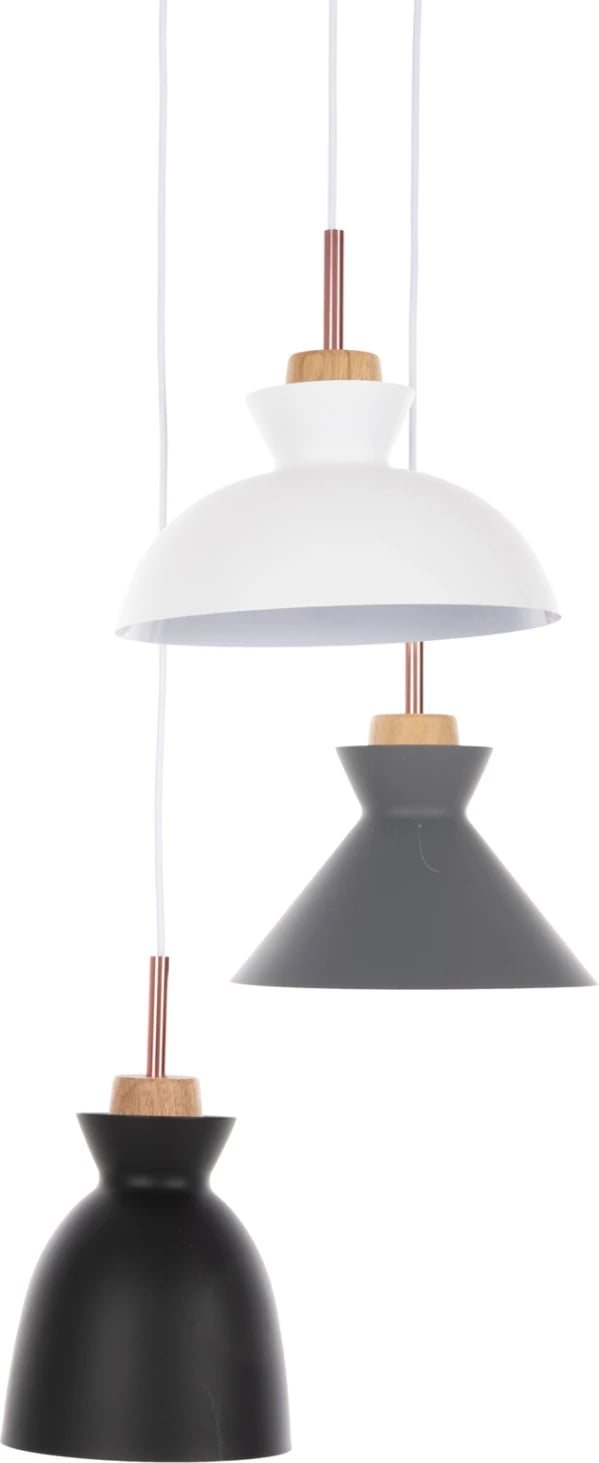 Llambadar tavanor 3-dritash FH4142 metalik në të zezë-gri-bardhë 120H cm