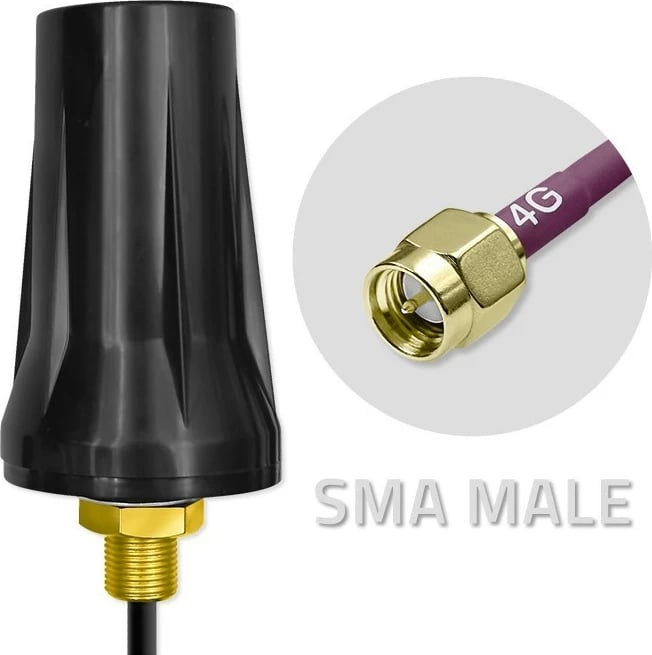 Antenë 4G LTE Qoltec 57042, omnidireksionale, 7dBi, SMA, e zezë