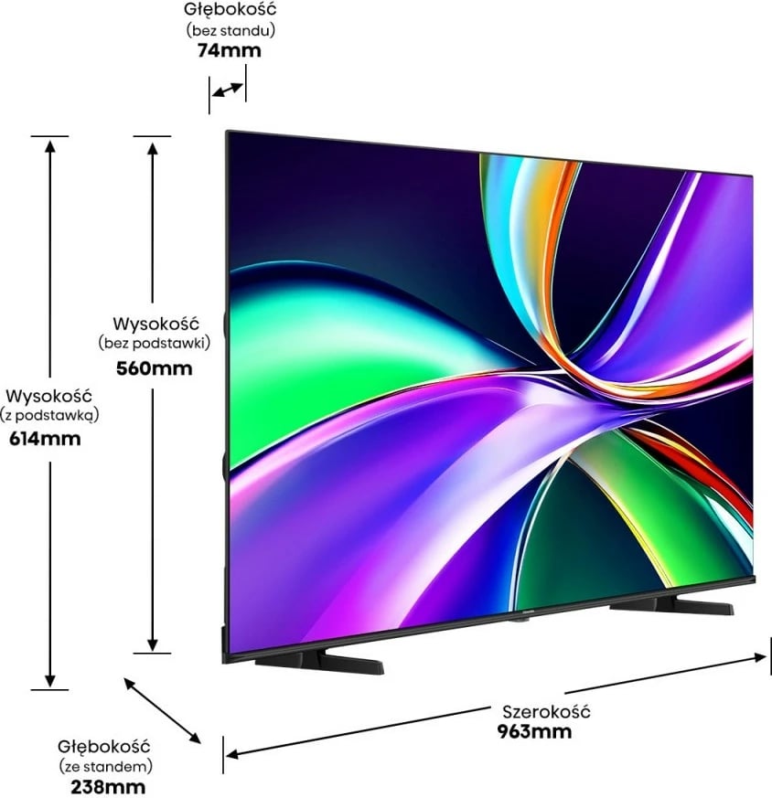 Televizor QLED, Hisense, 43E7Q, 43" 4K UHD 60Hz, Smart TV VIDAA, Dolby Vision/Atmos