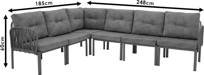 Set salloni 3 pjesë Intricate ngjyrë antracit-jastëk gri antik