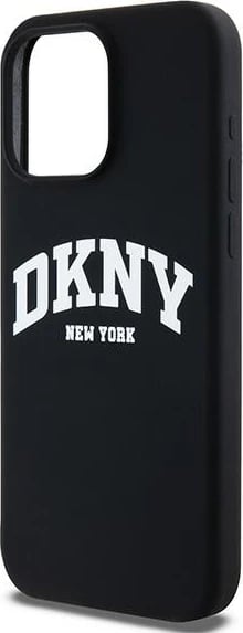 Mbështjellës DKNY Liquid Silicone me logo të bardhë, MagSafe, për iPhone 13 Pro Max, Zi