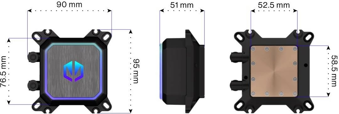 Ftohës procesori me ujë Endorfy Navis F360 ARGB EY3B006 360mm, 3x120mm PWM ARGB, bllok bakri, radiator alumini, LGA1700/AM5