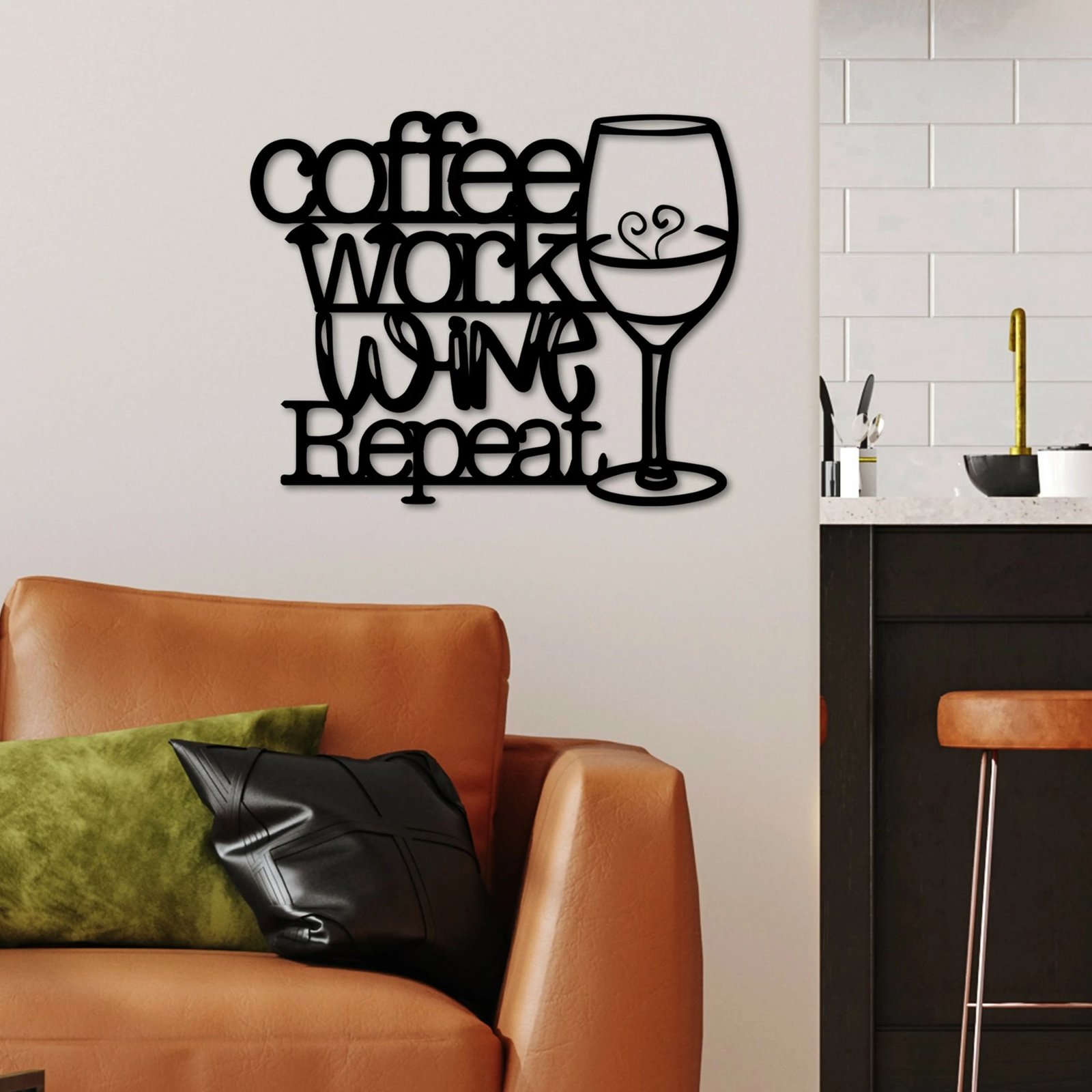 Aksesor dekorativ metalik për mur, Wallity, Coffee Repeat