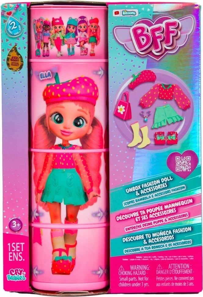 Kukull Cry Babies BFF Ella S2 me aksesorë, për vajza
