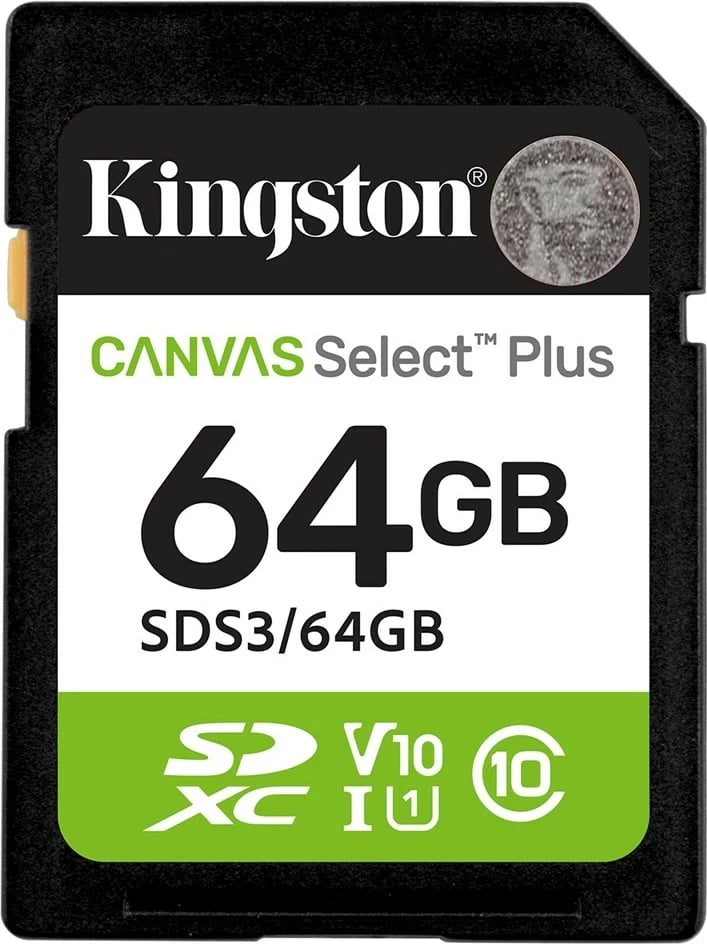 Kartelë memorie Kingston Canvas Select Plus Gen3 64GB SDXC, 100MB/s, Gjelbër
