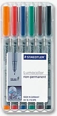 Set lapsa universal STAEDTLER Lumocolor 316 WP6, 6 ngjyra, 0.6mm, gri