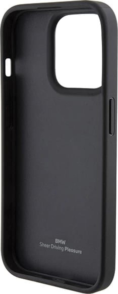 Mbështjellës BMW Leather Textured & Stripe për iPhone 15 Pro, i zi