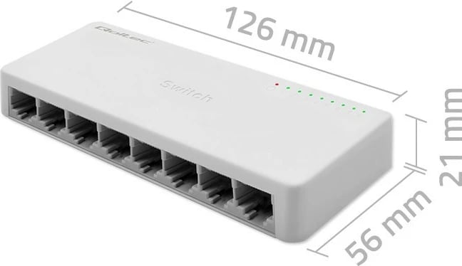Switch rrjeti Qoltec 52248, 8 porta RJ45, 1000Mbps, i bardhë