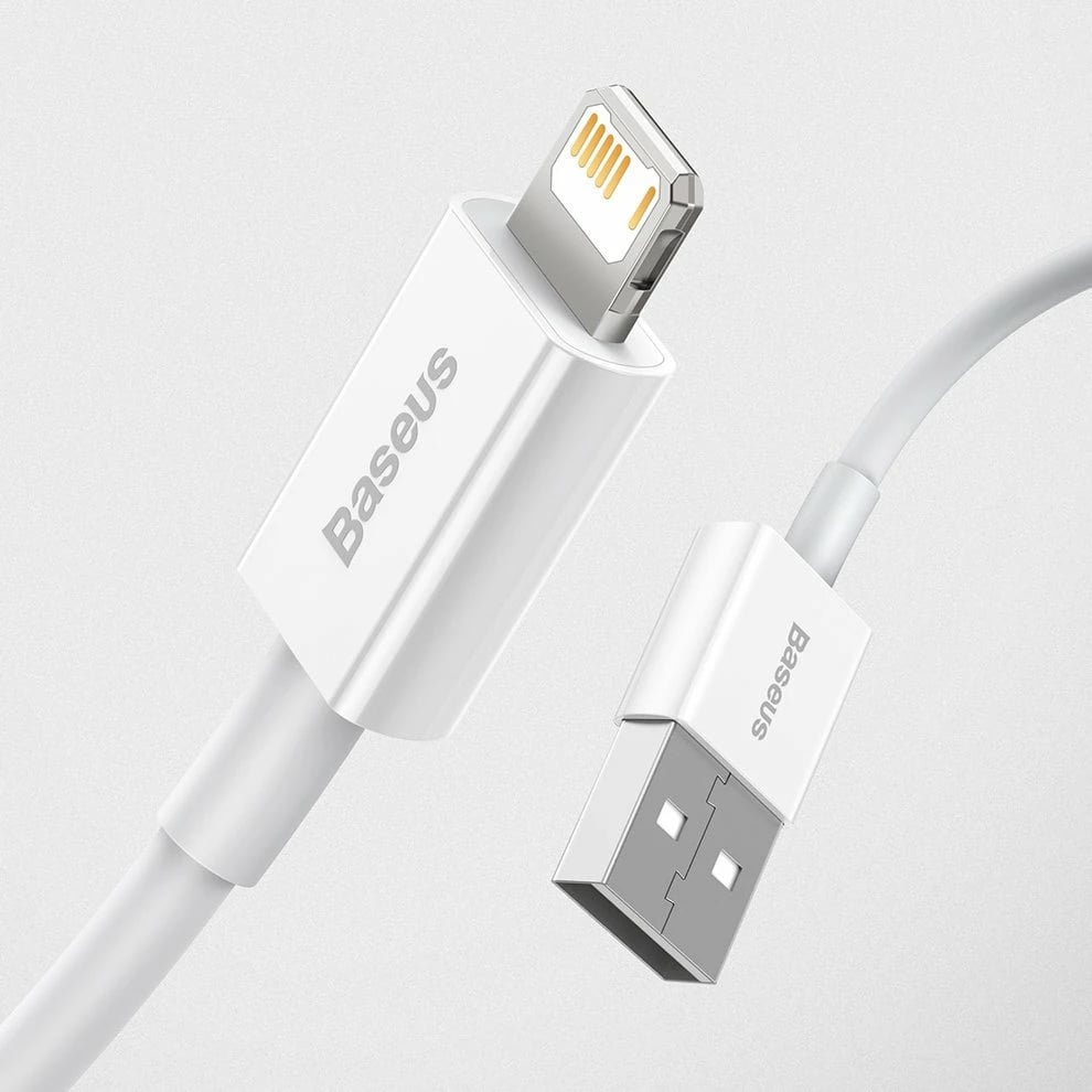 Kabllo Baseus Superior CALYS-A02, USB në Lightning, 1m, 2.4A, Bardhë