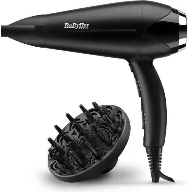 Tharëse flokësh, BaByliss, Turbo Smooth 2200 (D572DE), 2200W, keramikë & jonike, me difuzer dhe koncentrator, e zezë