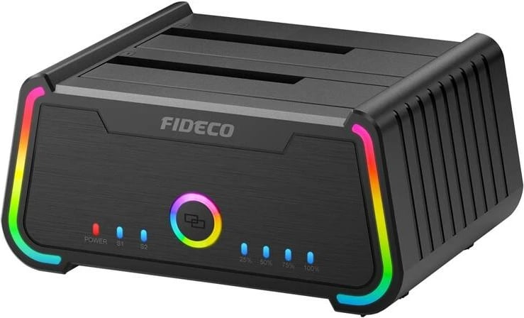 Stacion dokimi FIDECO YPZ230R për HDD/SSD, SATA 2.5"/3.5", USB 3.0, RGB