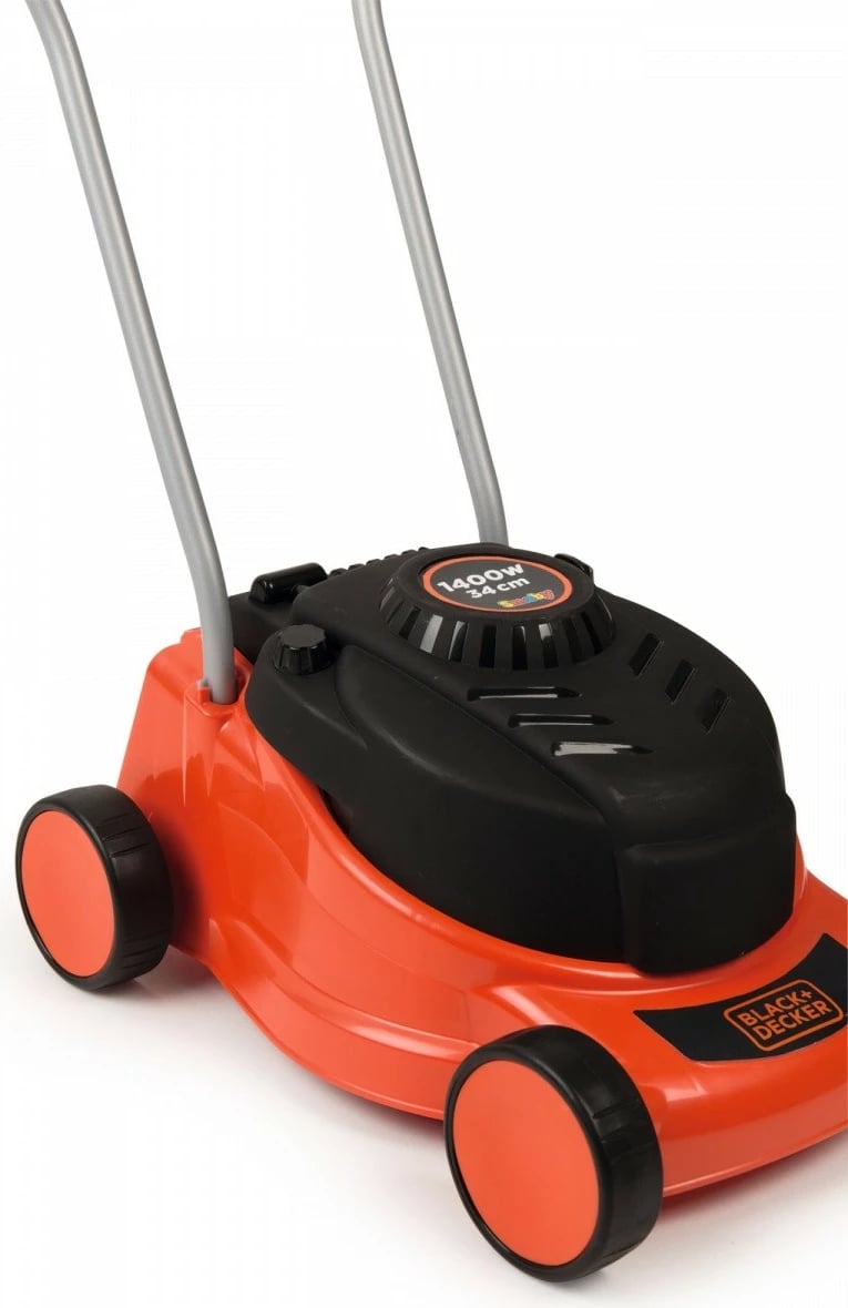 Lodër kositëse bari Smoby Black & Decker, për fëmijë, 35x26x56 cm, portokalli/zezë