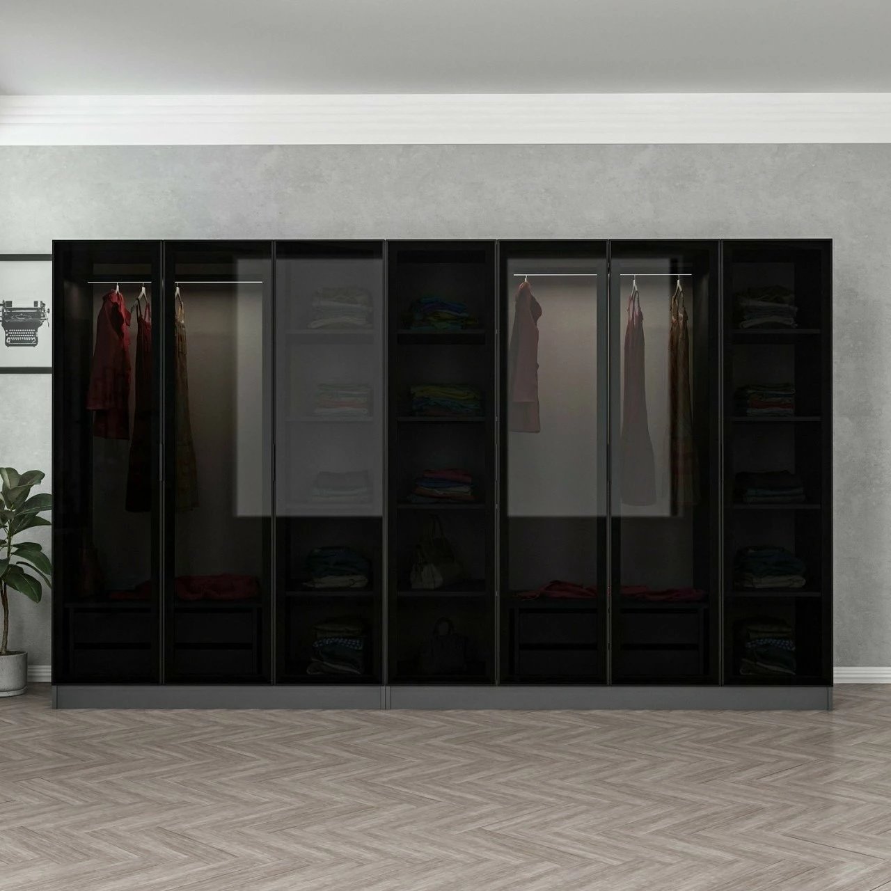 Dollap Skye Decor, anthracite e zi, 315x210x52cm