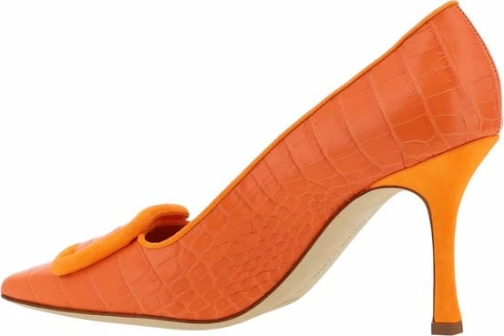Këpucë Manolo Blahnik për femra, portokalli