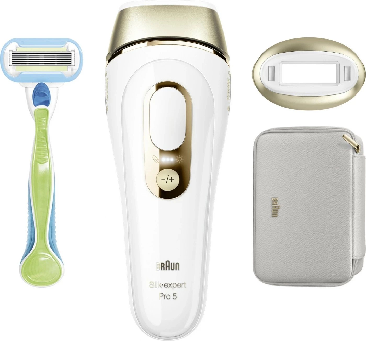 IPL Braun Silk-expert Pro 5 PL5052, sensor lëkure, 2 moda, bardhë-ari