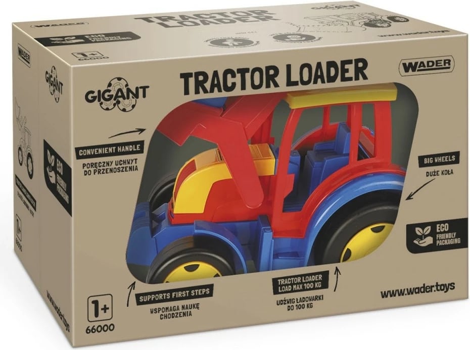 Traktor lodër Wader Gigant Loader 66000, plastikë, 60 cm, blu/e kuqe/e verdhë