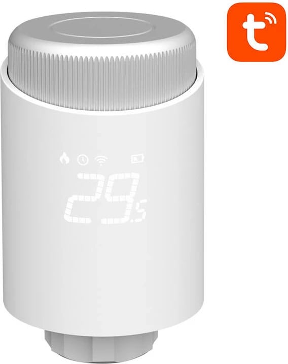 Kokë termostatike smart Avatto TRV10, Zigbee, Tuya, e bardhë