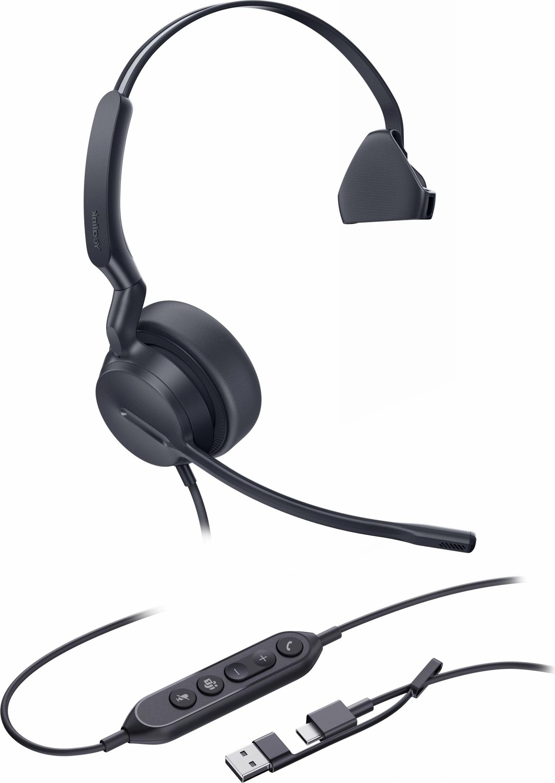 Kufje Yealink UH42 Mono Teams, USB-C/A, me mikrofon, e zezë