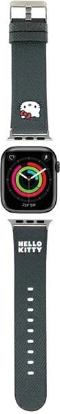 Rrip për Apple Watch Hello Kitty Kitty Head, lëkurë ekologjike, i zi