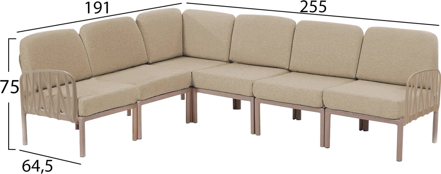 Kënd divan për jashtë me tavolinë kafeje, ngjyrë kapuçino dhe bezhë, FH5931.02