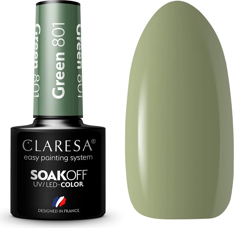 Llak për thonj Claresa Hybrid UV/LED 801, 5g, e gjelbër