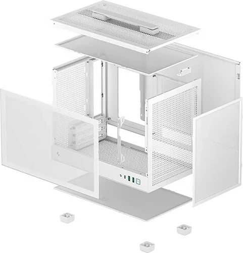 Kasë DeepCool CH160 WH, Mini-ITX, xham i temperuar, SFF, e bardhë