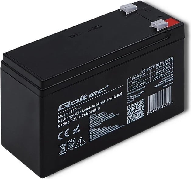 Bateri Qoltec 53030 AMG, 12V, e zezë