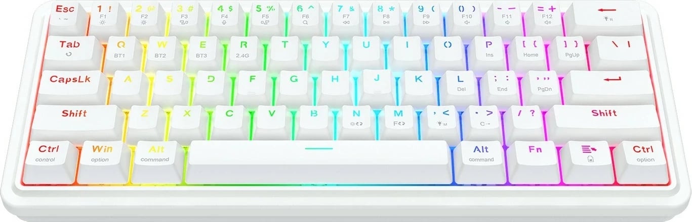 Tastierë mekanike Redragon Draconic V2 K730W-RGB-PRO, 60%, RGB, wireless/wired, e bardhë