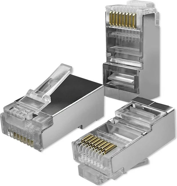 Set lidhës RJ45 Qoltec 54548, pass-through, CAT6, FTP, 100 copë