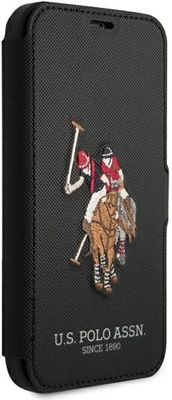 Mbështjellës U.S. Polo Assn. USFLBKP12LPUGFLBK për iPhone 12 Pro Max, Polo Embroidery, i zi