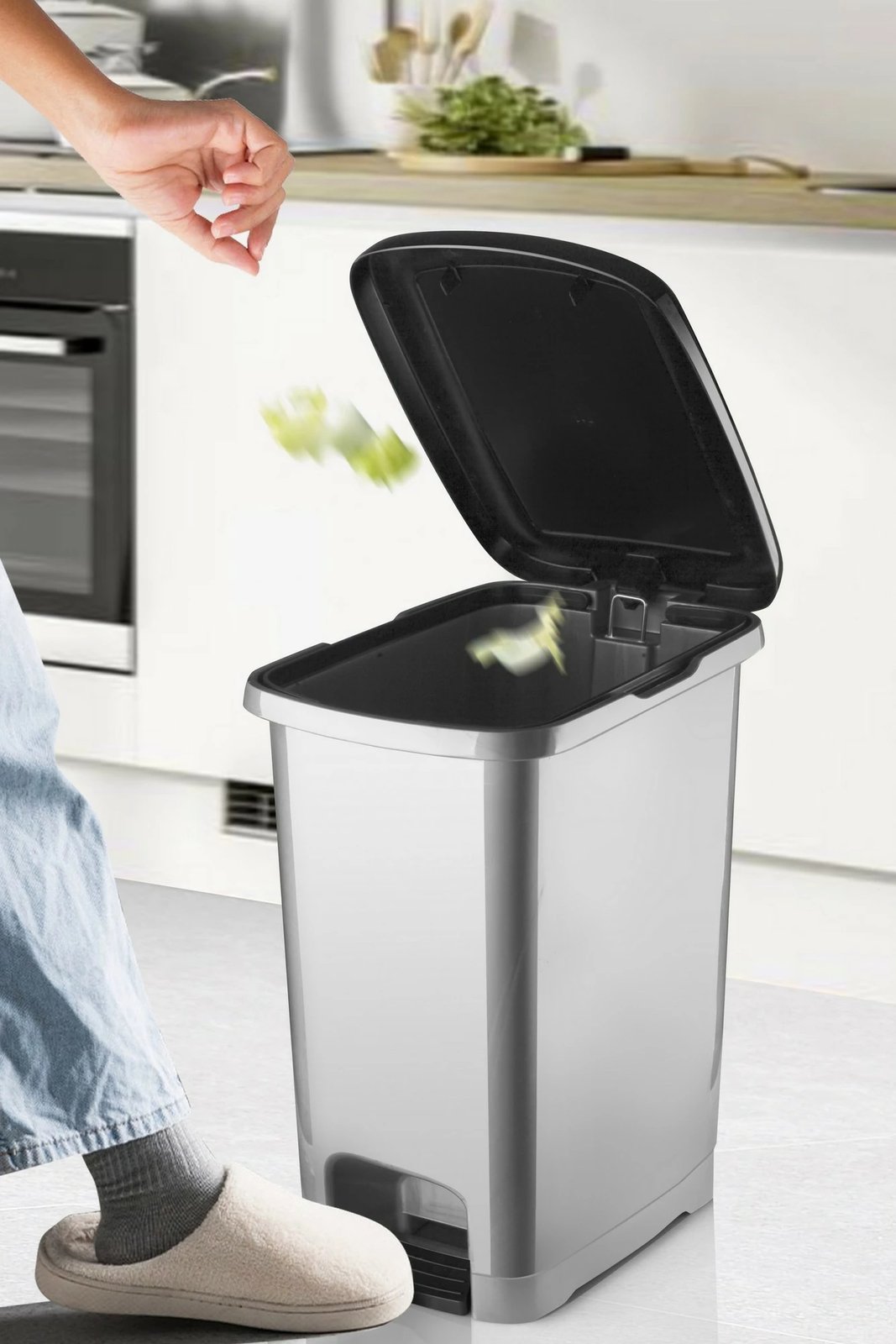 Kosh plastike për mbeturina, ngjyrë antracit, SEPCK-15, 32x22x40cm