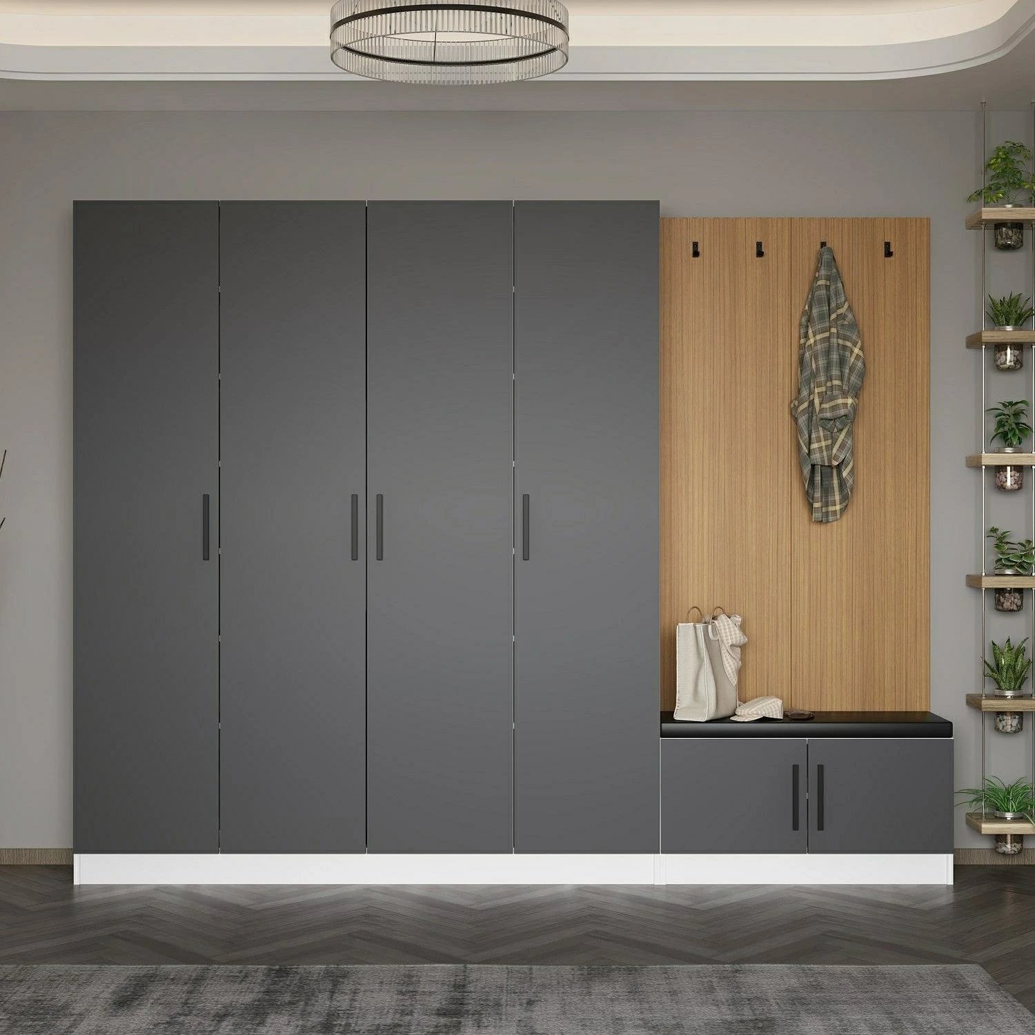 Stendë korridori Skye Decor, Noah, anthracite, 270x210x35cm, 8 pjesë