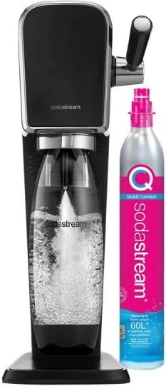 Aparat për ujë me gaz, SodaStream ART QC 1013511411, me levë, përfshin shishe PET 1L, e zezë