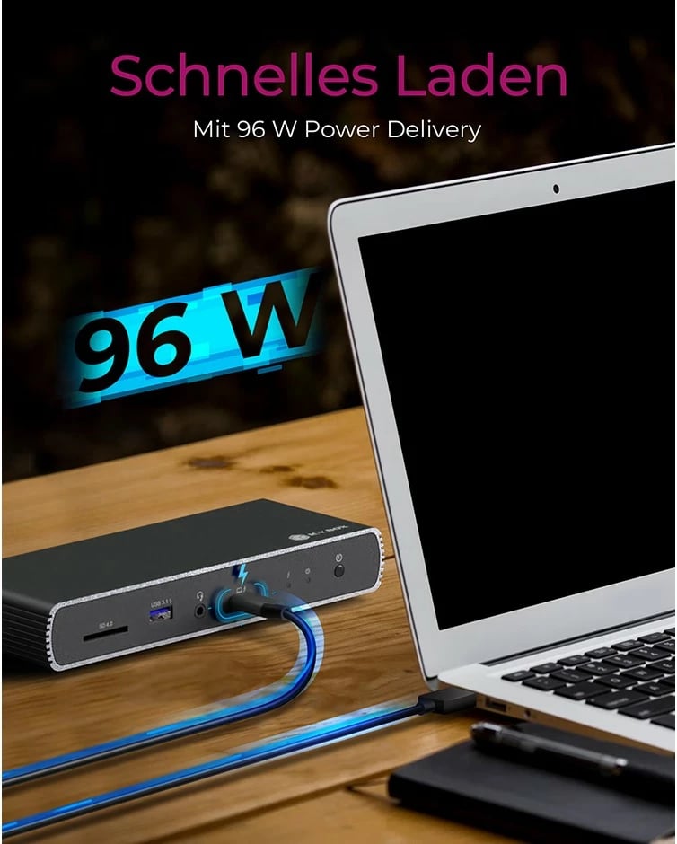 Docking station ICY BOX IB-DK8801-TB4, Thunderbolt 4, 96W, 2x display, SD, Ethernet, anthracite black
