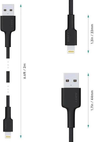 Kabllo AUKEY CB-AL05, 2m, USB në Lightning, e zezë
