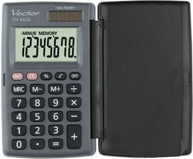 Kalkulator xhepi Vector KAV CH-862D me kapak, gri
