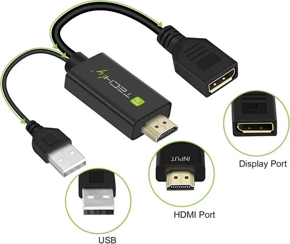 Konvertues video Techly ICOC HDMI-DP12A, 4096 x 2160 piksel, i zi